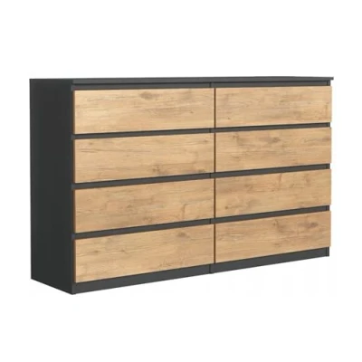 Afbeelding van 3E 3xE living.com Commode met 8 laden, kleur: antraciet/Lancelot eiken, A: 140 x 101 39 cm