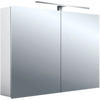 Afbeelding van Emco asis mee spiegelkast opbouw met 2 deuren led verlichting 100x70x15 5cm aluminium look 949805052