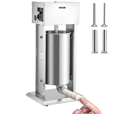 Afbeelding van VEVOR 260W Traploze Verticale Worst Stuffer Machine met 4 Vulbuizen Elektrisch, Roestvrij staal, Zilver