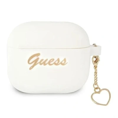 Afbeelding van Guess Silicone Heart Charm Case Geschikt voor Apple Airpods 3 Wit