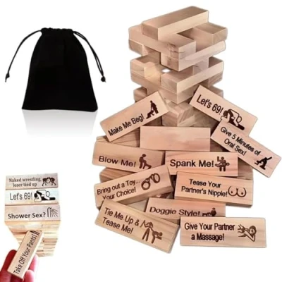 Afbeelding van 48 stuks Super Naughty Block Tower Game, Mini Tuimeltoren Houten Stapelblokken, Stoute Stapeltoren Blokken, Stapelen Spelletjes, Game voor