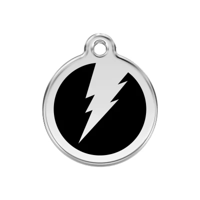 Afbeelding van Flash Black roestvrijstalen hondenpenning medium/gemiddeld dia. 3 cm RedDingo