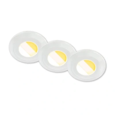 Afbeelding van BRILONER Set van 3 LED badkamer inbouwspots 230V Behuizing 50% gerecycled, kleurtemperatuur verandering, IP44, Ra90, spot, vlak, plafondspots, inbouwspots, badkamer, 68mm, 90x30mm (DxH), Wit