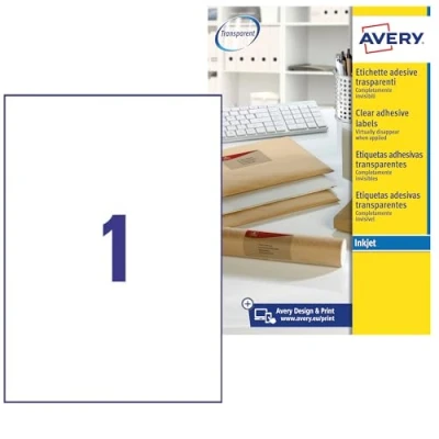 Afbeelding van Avery J8567 25 printeretiket Transparant