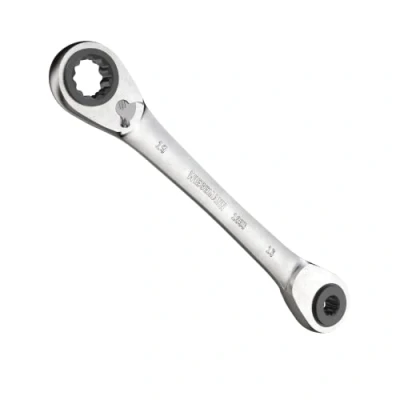 Afbeelding van Multi 4 in 1 dubbele ringratel sleutel met 10, 13, 17, 19mm 72 tanden van WIESEMANN 1893 I Steekring ratelsleutel 81031