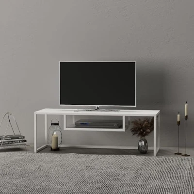 Afbeelding van [en.casa] TV meubel Isokyrö tafel met opbergvak lowboard 120x40x40 cm metaal dressoir wit