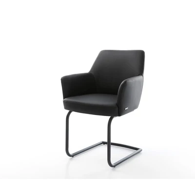 Afbeelding van sledemodel Xana Flex met armleuning rond zwart echt leer pocketveer kern