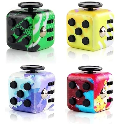 Afbeelding van Steemjoey Fidget Toy Cube, 4 stuks, anti stress dobbelspeelgoed, stressverminderend paars, sensorisch speelgoed voor volwassenen en kinderen om angsten te verminderen