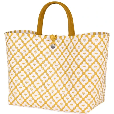 Afbeelding van Handed By Motif Bag Shopper geel/wit