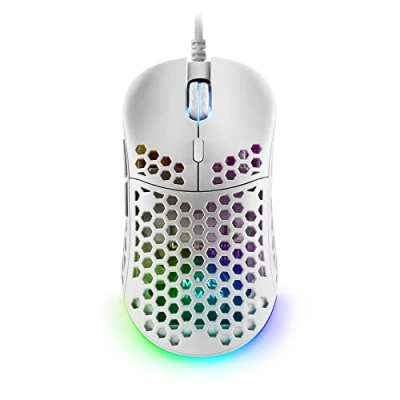 Afbeelding van MARSGAMING MM55W Wit, RGB Chroma Gaming Muis, Ultra lichtgewicht 55g, 12800 DPI, HUANO Mechanische Switches