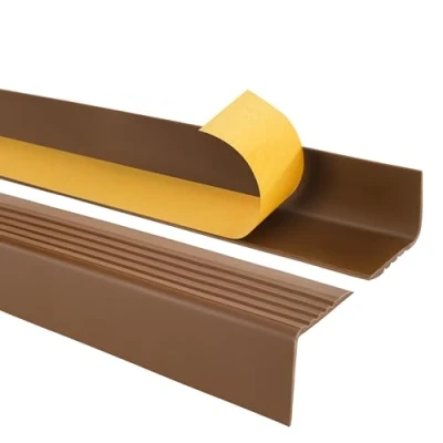 Afbeelding van Quest Traprandprofiel zelfklevend PVC kunststof trap randbescherming 50x42mm, bruin, 90cm