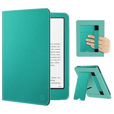 Afbeelding van FINTIE Hoesje voor 7 inch gloednieuwe Kindle Paperwhite (12e generatie, 2024) en Colorsoft Signature Edition PU lederen opvouwbare standaardhoes automatisch wake/slaap kaartsleuf