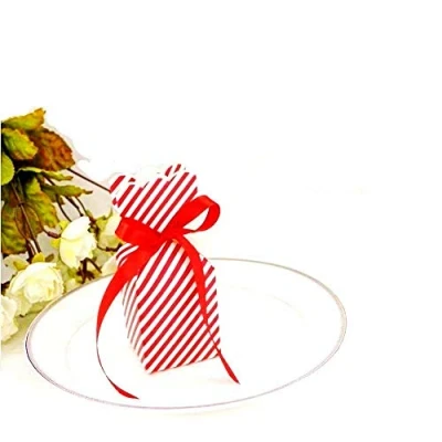 Afbeelding van JZK 50 stuks rode geschenkdoosjes voor snoep, gastgeschenk, kartonnen doosjes, tafeldecoratie, bruiloft, verjaardag, feesten, doop