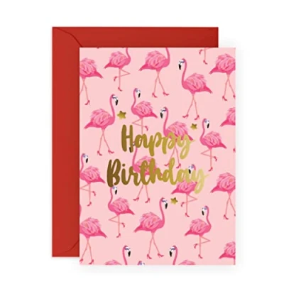 Afbeelding van Flamingo verjaardagskaart roze verjaardagskaarten voor haar fantastische geschenken vrouwen moeder dochter zus tante wordt geleverd met leuke stickers Made In the UK Vegan Ink By Central 23
