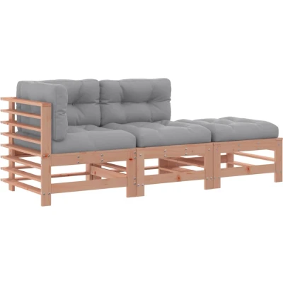 Afbeelding van vidaXL 3 delige Loungeset met kussens massief douglashout