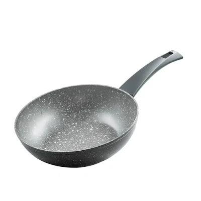 Afbeelding van Zanetti Durapietra inductie wokpan, 24 cm, antiaanbaklaag, ook voor inductie, diameter kleur grijs