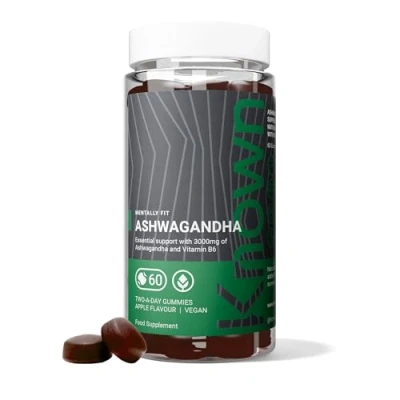 Afbeelding van Known Nutrition Ashwagandha Rubbers, 3000 mg, hoge dosis met vitamine B6, 60 twee am dagrubbers, natuurlijk plantenextract, voor natuurlijke stressvermindering, appelsmaak