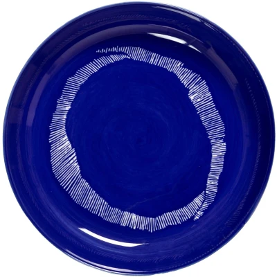 Afbeelding van Serax Ottolenghi Feast Bord 22cm hoog 4cm Donkerblauw witte strepen