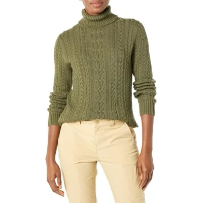 Afbeelding van Amazon Essentials Dames visserskabel coltrui (verkrijgbaar in grote maten), olijf, Small