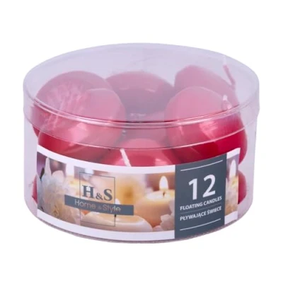Afbeelding van DONAU HOME Set gelakte drijvende kaarsen, metallic rood, 12 stuks, 2,8 x Ø 4,8 cm, 4 uur brandduur, warme theelichtjes, voor diner, bruiloft