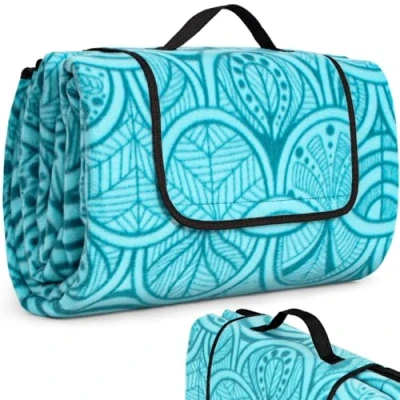 Afbeelding van SOMLAW Picknickdeken, waterdicht, 200 x cm, extra groot, outdoor stranddeken met waterdichte onderkant voor 4 6 personen, XXL campingdeken draaggreep, ideaal kamperen en wandelen