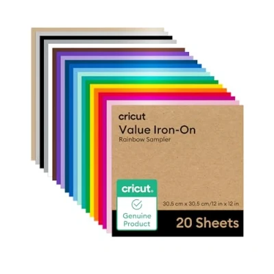 Afbeelding van Cricut Opstrijkbaar 20 Pack 30,5 cm x (12&quot; 12&quot;) Warmteoverdracht Vinyl Vellen voor gebruik met alle snijmachines
