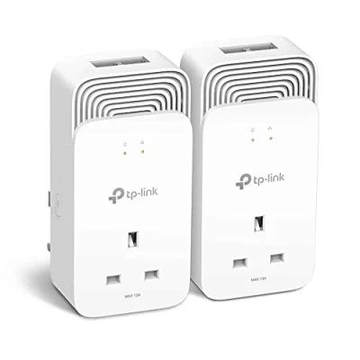 Afbeelding van TP Link PG2400P Kit Powerline Loop G.hn2400, G.hn Wave2 MIMO, 2 + aansluitingen Gigabit Ethernet, extra stopcontact, energiebesparende modus, plug &amp; play