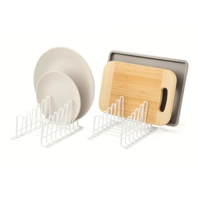 Afbeelding van simplywire Set van 2 Bordenrek/afdruiprek Keukenkastjesorganizer Wit Klein