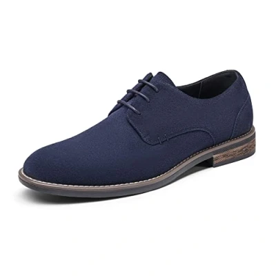 Afbeelding van Bruno Marc Kostuumschoenen voor heren, suède, veterschoenen, klassieke zakelijke derby formele casual schoenen, marineblauw, 41 EU