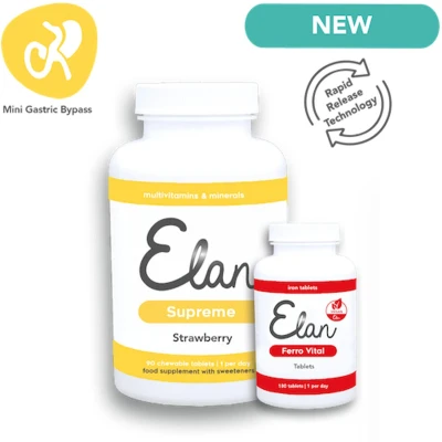 Afbeelding van Mini Gastric Bypass WLS Multivitaminen Elan Supreme kauwtabletten 90 inclusief gratis Ferro Vital tabletten