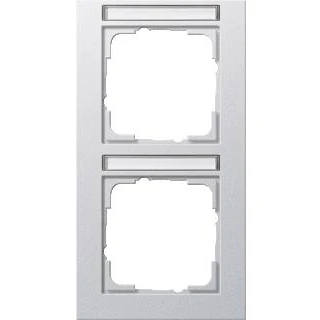 Afbeelding van Gira E2 afdekraam 2 voudig kleur aluminium met tekstkader