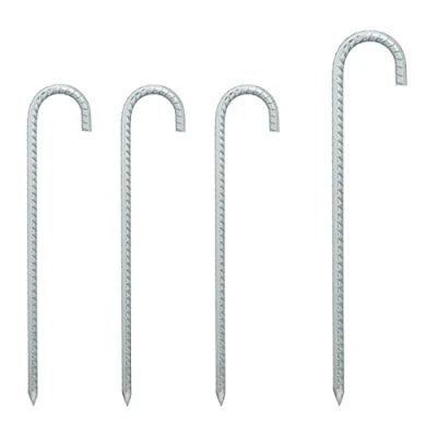Afbeelding van Relaxdays XL tentharingen 4 stuks grondhaken 38,5 cm grondpennen staal zilver