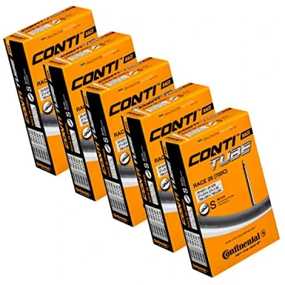 Afbeelding van Continental Race 28 700 x 20 25c binnenbanden lange Presta 80mm klep (Pack van 5), zwart