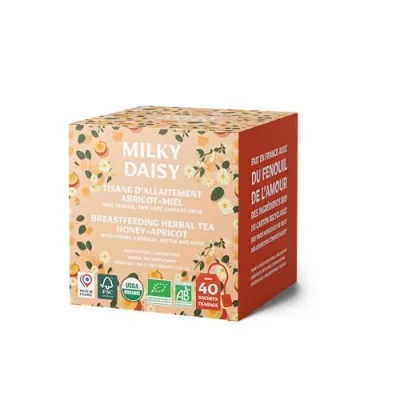 Afbeelding van Milky Daisy Biologische Borstvoedingsthee met Abrikoos Honing, Venkel, Anijs, Karwij, Brandnetel 40 Composteerbare Theezakjes, Spijsverterings en Moedercomfort