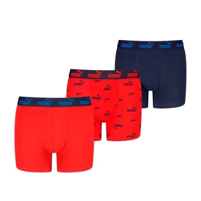 Afbeelding van PUMA Jongens Elements Boxer (3 pack), rood/marineblauw, 134 140