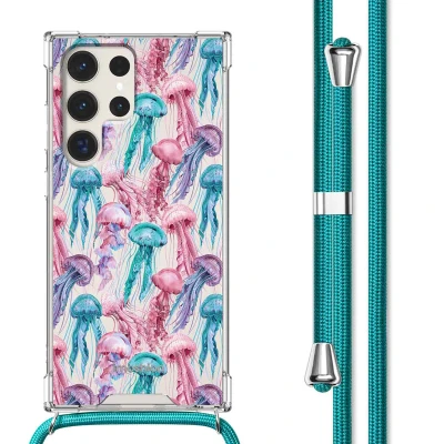 Afbeelding van Samsung Galaxy S23 Ultra Hoesje Kunststof iMoshion Softcase/Koordhoesje/Backcover Jellyfish Watercolor Telefoonhoesje