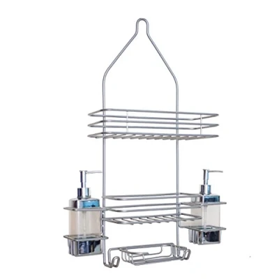 Afbeelding van Rayen hangend doucherek met 3 vakken en 2 zeepdispensers 40 x 13 60 cm