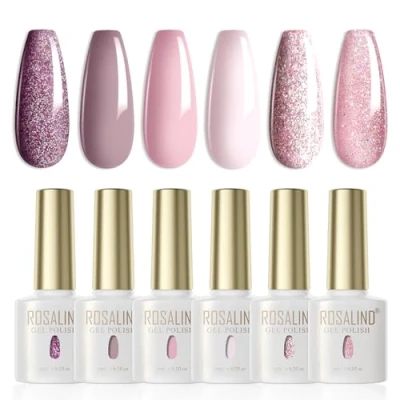 Afbeelding van ROSALIND UV Nagellak Jelly 6 Kleuren Licht Huidskleur Klassieke Doorschijnende Gel Set Kleur Voor Nagels Soak Off Lakken Lamp