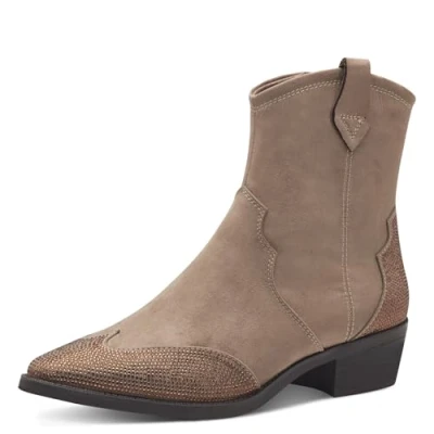 Afbeelding van MARCO TOZZI Dames Bootie Zip+Slip 2 25340 43 westernlaarzen, taupe, 37 EU