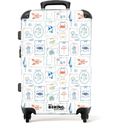 Afbeelding van NoBoringSuitcases.com Grote koffer Bikini strand print kleurrijk Kinderkoffer geschikt voor jongen en meisjes Reiskoffer met 4 wielen Trolley op wieltjes Rolkoffer groot kinderen 72 liter Ruimbagage valies 20kg