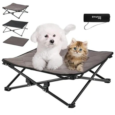 Afbeelding van Verhoogd hondenbed, huisdierenbed, huisdierbed, ademend mesh &amp; suède mat antislip voeten voor reizen, tuin, outdoor, indoor, (L)