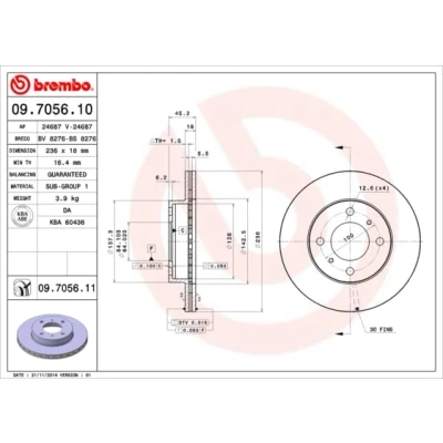 Afbeelding van Brembo Remschijf 09.7056.11