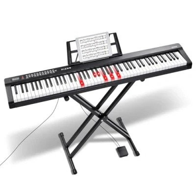 Afbeelding van VEVOR Digitaal toetsenbord met 88 toetsen, 1000 ritmes, elektrische piano, piano standaard