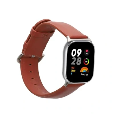 Afbeelding van kwmobile lederen horlogebandje geschikt voor Xiaomi Redmi Watch 4 polsband Echt leren smartwatch bandje Activity tracker horloge band in bruin