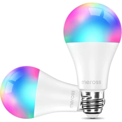 Afbeelding van Slimme LED lamp, Meross Wi Fi dimbare gloeilamp Smart Multicolour Lamp Equivalent 60W E27 2700K 6500K RGBCW Compatibel met Alexa, Google Home en SmartThings 2st.