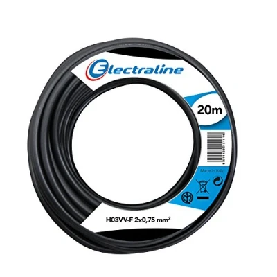 Afbeelding van Electraline Kabelrol H03VV F, 2 x 0,75 mm², lengte 20 m, Zwart