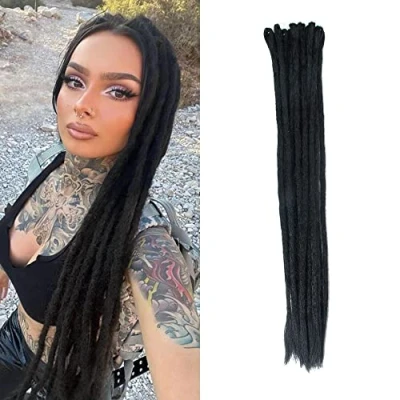 Afbeelding van Dreadlocks Extension Vlechten, Haarverlenging Synthetisch 12 Strengen 24 Inch, Synthetische voor Mannen/Dames, Volledige Hippie Haarverlengingen