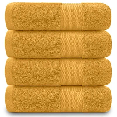 Afbeelding van GC GAVENO CAVAILIA badhanddoeken, 700 g/m², grote Egyptisch katoen, sneldrogend, voelt zacht aan, oker, 90 x 140 cm, 2 stuks