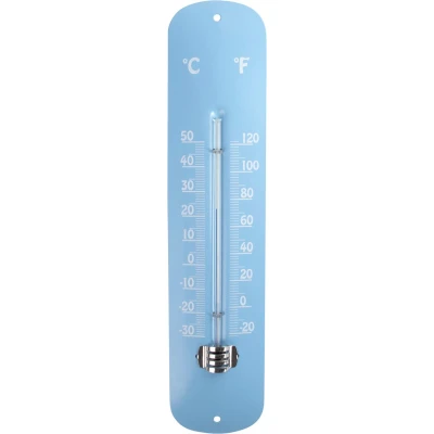 Afbeelding van Esschert design thermometer voor binnen en buiten lichtblauw 30 x 7 cm Celsius/fahrenheit Buitenthermometers