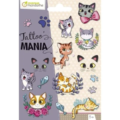 Afbeelding van 10 tijdtatoeages voor kinderen katten 1 vel tatoeages 12,8 x 9 cm 5 jaar CC056C Tattoo&#039; Mania